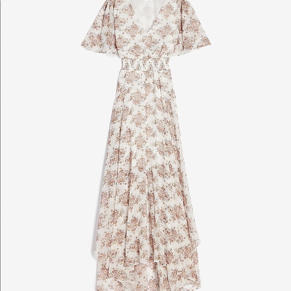 NWT Express Metallic Floral Sleeve Midi Dress - Picture 1 of 3